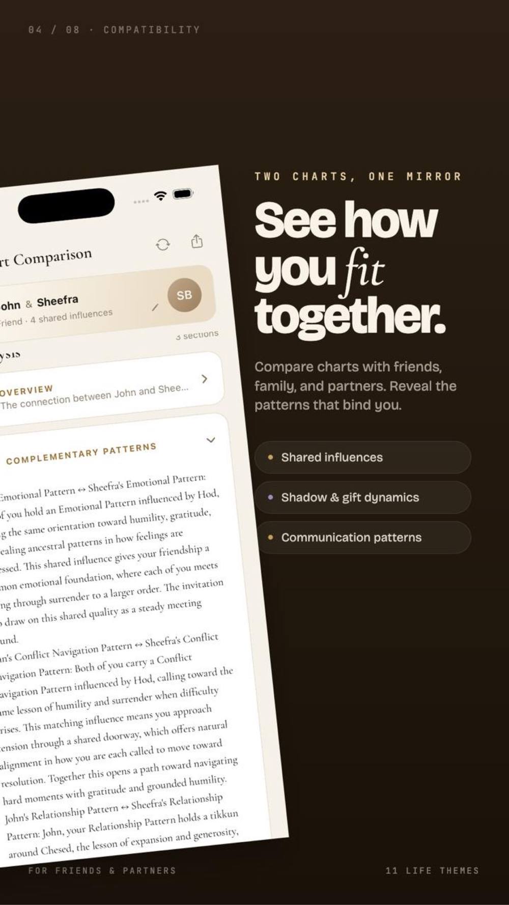 Compatibility screen comparing two charts