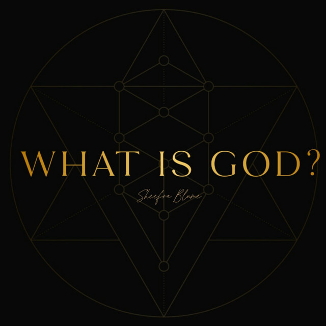 What is God podcast cover art — gold lettering on black over a geometric star